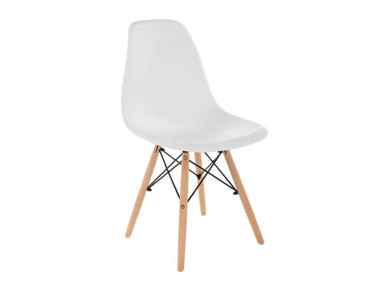 White chair with wooden legs