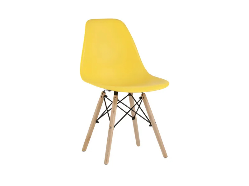 Yellow chair with wooden legs